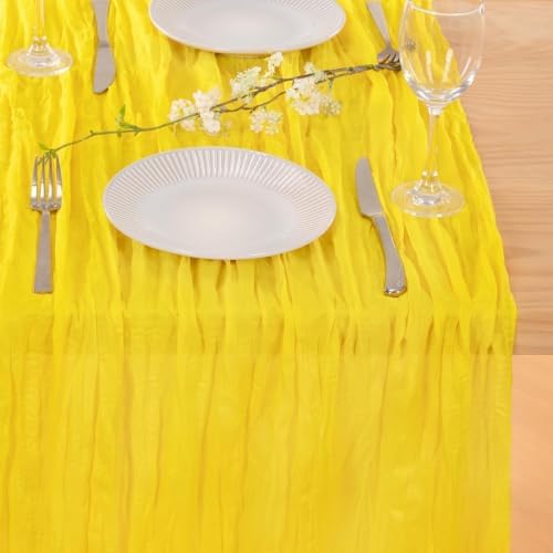Yellow Cheesecloth Table Runner Fall Boho Wedding Picinc Table Decor 10ft - Image 5
