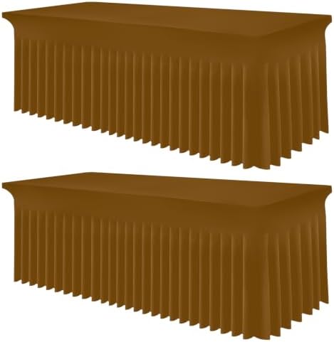 Smiry 2 Pack Spandex Elastic Fitted Table Cloth Skirt for 8FT Table by Smiry