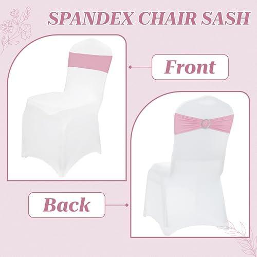 MDS Pack of 25 Spandex Chair Sashes for Wedding Party & Event – Pink - Image 4