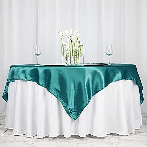 Balsa Circle 10 pcs 72x72 inch Turquoise Square Tablecloth Satin Fabric Overlays Linens | Table Cloths Cover for Wedding Party Banquet Reception Events Decoration Kitchen Dining Events Kitchen Dining - Image 2