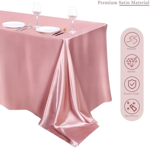 TURSTIN 4 Pack Rose Gold Satin Tablecloth 102 x 58 Inch Overlay Table Cover - Image 4