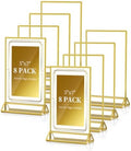 Dynta Acrylic Sign Holder 5x7in Double-Sided Display Stand with Gold Frame Clear Table Sign Holders for Wedding Party Restaurants Home Office(8 Pack) by Dynta