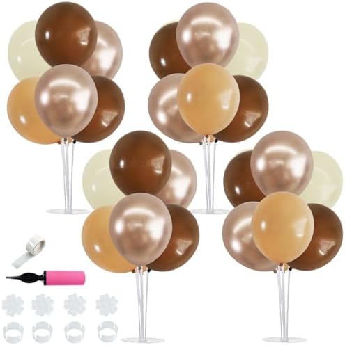 TONIFUL 4 Brown Champagne Gold Balloon Stand Balloon Centerpiece for Table by TONIFUL