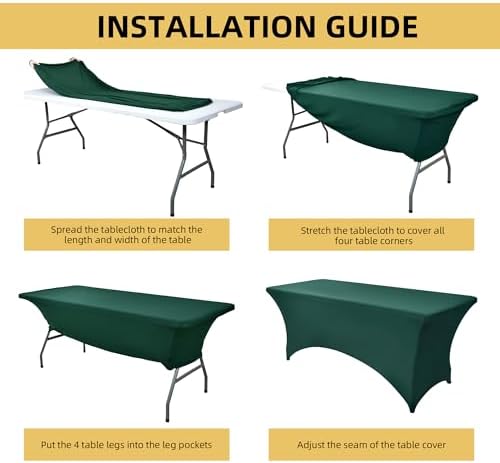 2-Pack 6ft Spandex Table Covers for Rectangle Standard Folding Tables - Wrinkle Resistant Stretch Tablecloths - Ultimate Fitted Table Protector for Parties, Trade Shows, Banquet - Image 5
