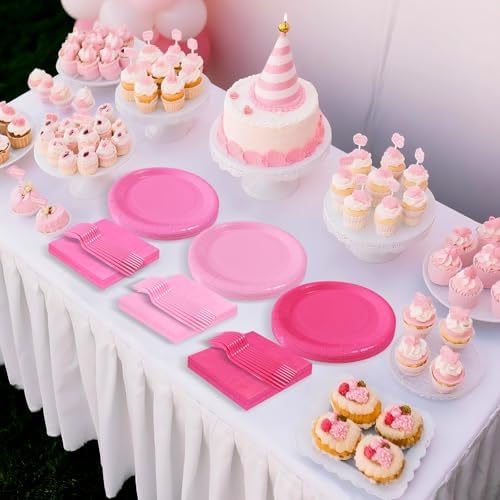 Serves 35 Guests Gradient Pink Plates and Napkins Party Supplies - Image 4