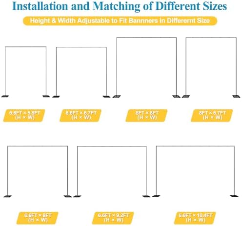 Fomcet 8FT x 8FT Backdrop Stand Heavy Duty with Base, Black Portable Adjustable Pipe and Drape Backdrop Stand Kit, Square Metal Arch Party Frame for Wedding Birthday Parties Banquet Decorations - Image 3