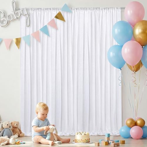 Party Backdrop Curtains 2 Panels 4ftx8ft White Sequin Photo Backdrop Glitter Fabric for Wedding Birthday Party Background Drapes Christmas Decorations - Image 3