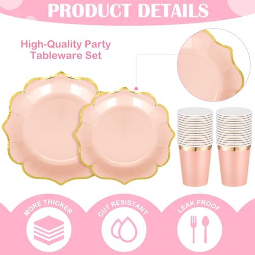 Yaomiao 168 Pcs Pastel Party Supplies Princess Plates and Napkins Serves 24 - Image 3