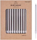 PHD CAKE Silver Long Thin Metallic Birthday Candles, Cake Candles, Birthday Parties, Wedding Decorations, Party Candles by PHDCAKE