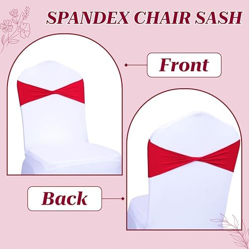 MDS Pack of 75 Spandex Chair Sashes Without Slider Buckles – Red - Image 4