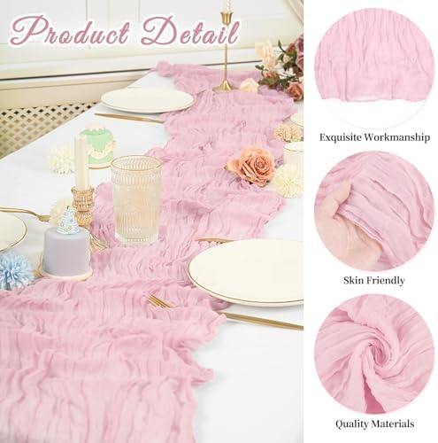 20 Pack Cheesecloth Table Runner 20 x 120 Inch, Light Pink - Image 3
