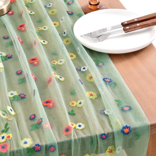 Flower Table Runner Floral Daisy Fall Wedding Birthday Party Home Decor - Image 3