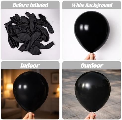 Voircoloria 66pcs Black Latex Party Balloons, 12inch - Image 3