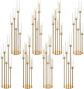 42.5in Gold Candelabra Centerpieces for Tables Candlestick Holders Decor Wedding Centerpiece Table Decorations 5 arm Candle Holder Set of 8 Acrylic lampshade Fit 0.9" LED Candle by MEISHAONV