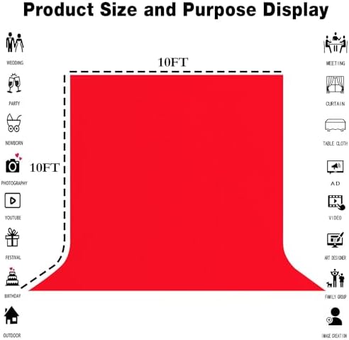 Red Photography Backdrop for Photoshoot, Fabric 10x10ft - Image 3