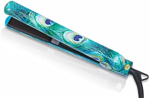 Brilliance New York - 1.25" Smooth Pro Ceramic Iron, Straightens & Curls w/Adjust. Temp, Features Negative Ions & FIR Technology, Dual Voltage, Peacock by BrillianceNewYork