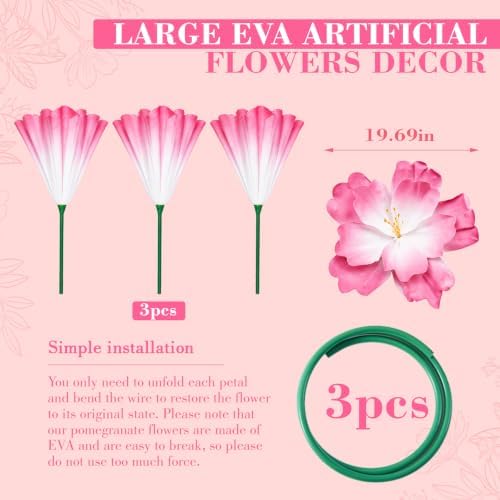 3 Pcs 5ft Giant Artificial Flowers Wedding, Red - Image 2