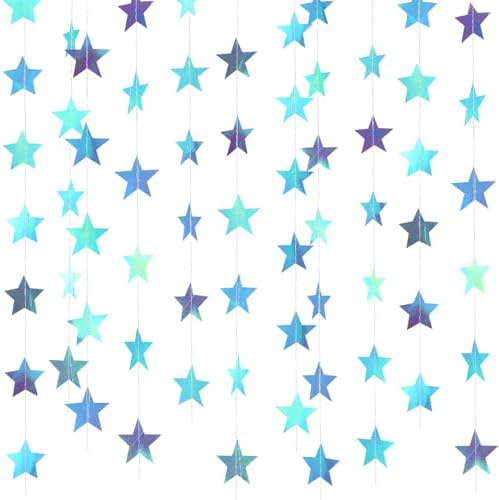 Patelai 130 ft Star Garland Banner Decor,Iridescent Blue by Patelai