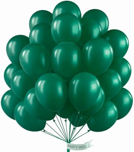 PartyWoo Pearl Dark Green Balloons 50pcs Pearl Emerald Hunter Forest Green by PartyWoo