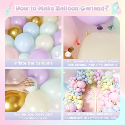 Pastel Rainbow Balloon Garland Kit 181Pcs Macaron Easter Balloon Arch Kit, Different Size Spring Colorful Balloon Garland for Spring Easter Birthday Baby Shower Gender Reveal Party Decorations - Image 3