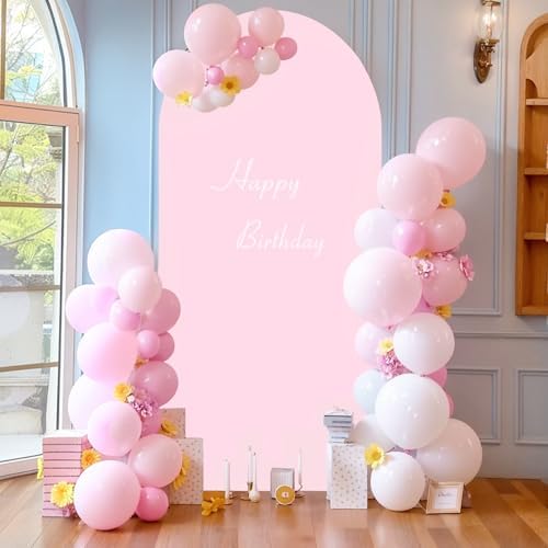 7.2 ft Arch Backdrop Cover Pink - Double-Sided Spandex Arch Covers Stretchy Backdrop for Balloon Arches Birthday Party Baby Shower Banquet Wedding Photo Background - Image 7