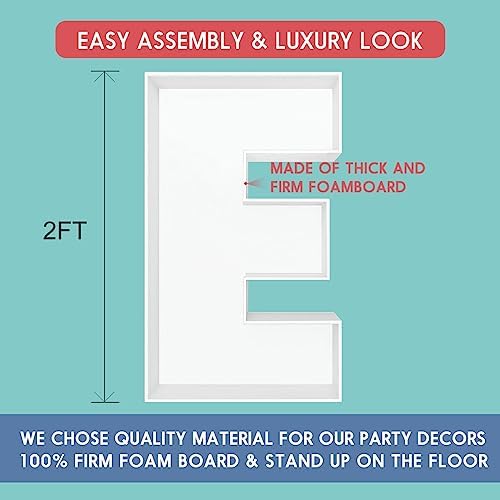 2FT DIY Mosaic Balloon Letter E Frame, Fillable Party Backdrop Decor - Image 2