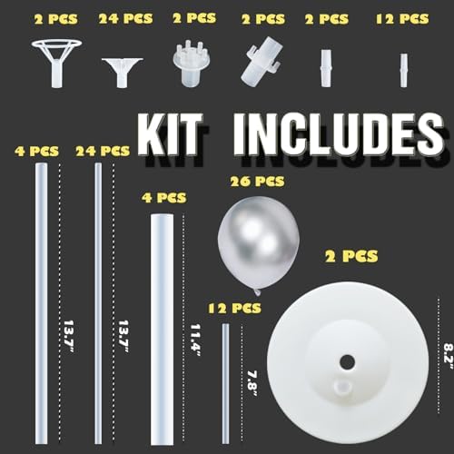 Metallic Balloon Tower Kit for Floor Set of 2 Base&Pole Decor for Shower Party - Image 2