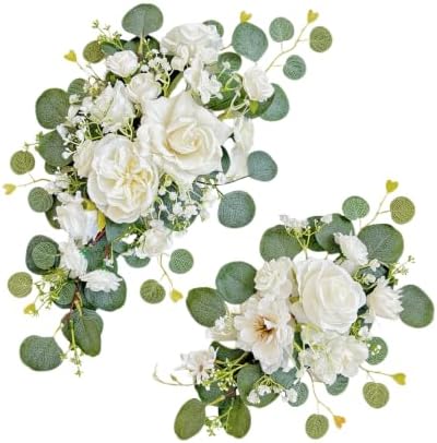 Odouzy Pack of 2 Wedding Arch, Artificial Flowers, Wedding Decor，Flower Garland Be Suited to Banquet, Party, Reception Entrance Welcome Sign and Background Decoration (Milky White) by Odouzy