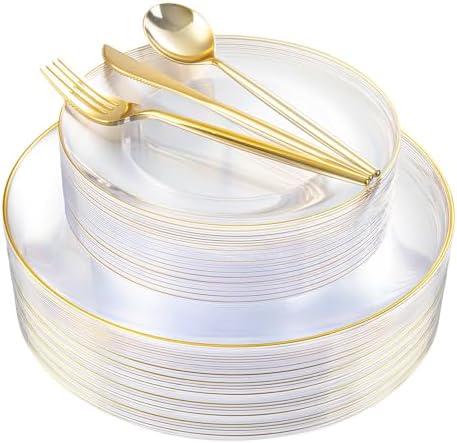 I00000 150Pcs Clear Plastic Plates,Premium Disposable Plates for Party by I00000