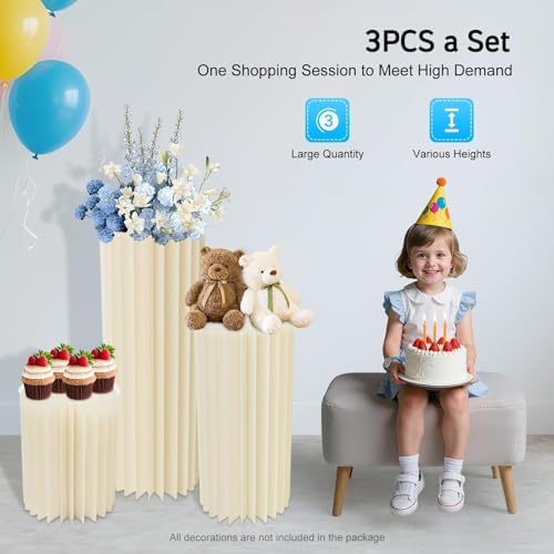 Cylinder Stands for Party 3Pcs Foldable Cardboard Centerpiece Display - Image 4