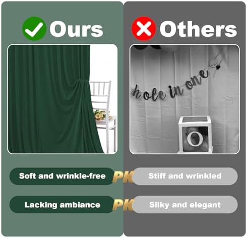 Hunter Green Backdrop Curtain - 20x10FT Back Drop Curtains for Parties Wrinkle-Free Soft Polyester Backdrop Wedding Decoration Photoground Backdrop Stain-Resistant for Back Drop Stand, 4 Panels - Image 5