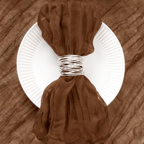DeZerlor Brown Washable Cheesecloth Napkins Set of 20 for Wedding Party - Image 6