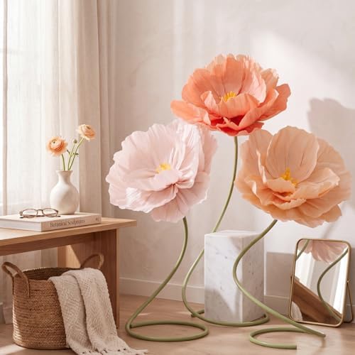 3 Pcs 5ft Mix Color Large Poppy Flowers Giant Artificial Poppy - Image 4
