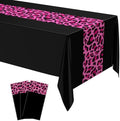 Buryeah 3 Pcs 54 x 108'' Plastic Disposable Leopard Tablecloth, Pink Black by Buryeah