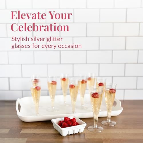 Prestee Disposable Champagne Flutes, 4.5 oz Plastic Champagne Glasses - Image 2