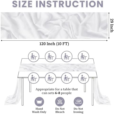 Pack of 5 Chiffon Table Runners 29 x 120 Inch, 10FT Long - White - Image 3