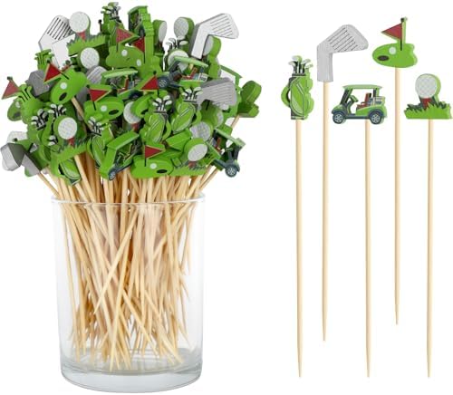 Golf Cocktail Picks, 4.7 IN Wooden Fancy Toothpicks for Appetizers by Unknown