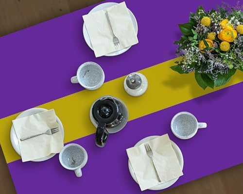 Oudain 3 Pcs Plastic Disposable Table Cloth 54" x 108", Gold, Purple - Image 6
