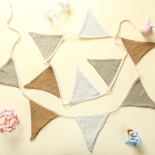 Oudain 2 Pcs Pennant Banner Flags Nursery Garland Triangle, Simple Color - Image 3