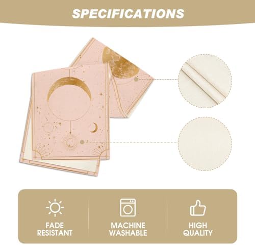 Artoid Mode Pink Astrology Moon Magic Art Table Runner, Seasonal Mystical Gothic Kitchen Dining Table Decoration for Home Party Decor 13x72 Inch - Image 5