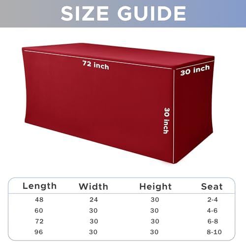 Rectangle Spandex Fitted Tablecloths For Vendor Booths 2 Pcs 72X30 Inch Red - Image 7