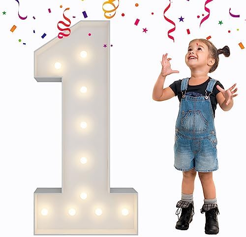 3FT Marquee Numbers, Large Light Up Numbers 1 for 1st Birthday Party Decor by MerryMosaics