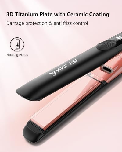 Annlary Hair Straightener 1 Inch Flat Iron and Curler 2 in 1 Titanium Ceramic Ionic Dual Voltage Straightener with Heat-Resistant Silicone, for Less Frizz, Shinier & Smoother - Image 2