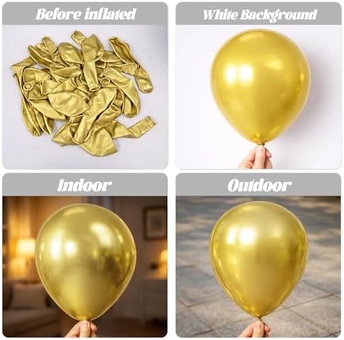 Voircoloria 66pcs Metallic Gold Latex Party Balloons, 12inch - Image 3