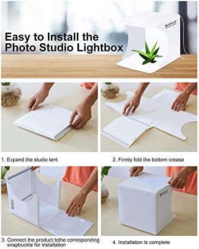 Photo Studio Box with LED Light, PULUZ 20cm Mini Portable Photography Lighting Tent Kit, White Foldable Shooting Softbox with 2x20 Lights + 6 Backdrops for Product Display - Image 5