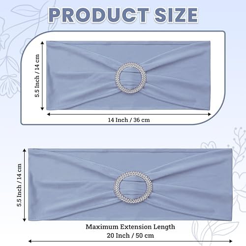 MDS Pack of 150 Spandex Chair Sashes for Wedding Party & Event – Baby Blue - Image 2