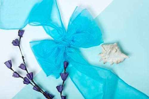 MDS Pack of 10 Organza Chair Sashes for Wedding & Event Décor – Turquoise - Image 5