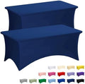 Fixwal 2 Pack 6FT Navy Blue Tablecloth Rectangle Spandex Table Cover by Fixwal