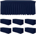 6 Pack Navy Spandex Table Covers 6ft Rectangle Ruffle Skirts for Party by HolidayIdeas