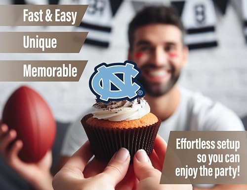 UNC Tar Heels Party Supplies Banner Cupcake Toppers Grad Football 42 Pc - Image 4